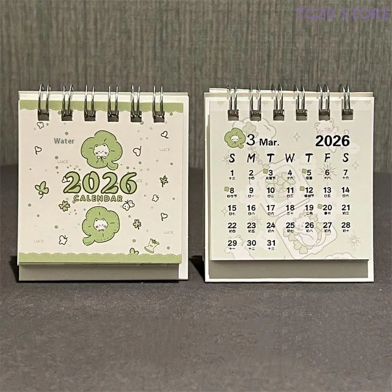 Mini Desktop 2026 Calendar Lucky Cat Themed Ins Style Decoration Cute Schedule Planner For Students Office Desk Organizer
