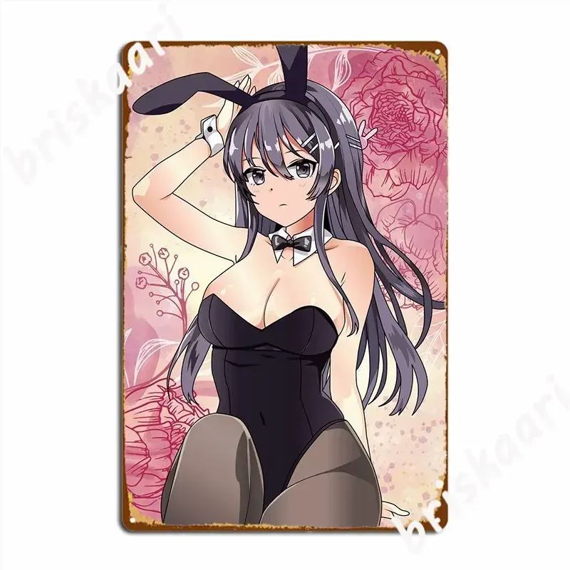 Bunny Girl Senpai Metal Sign Classic Pub Garage Cinema Kitchen Poster Tin Sign Poster