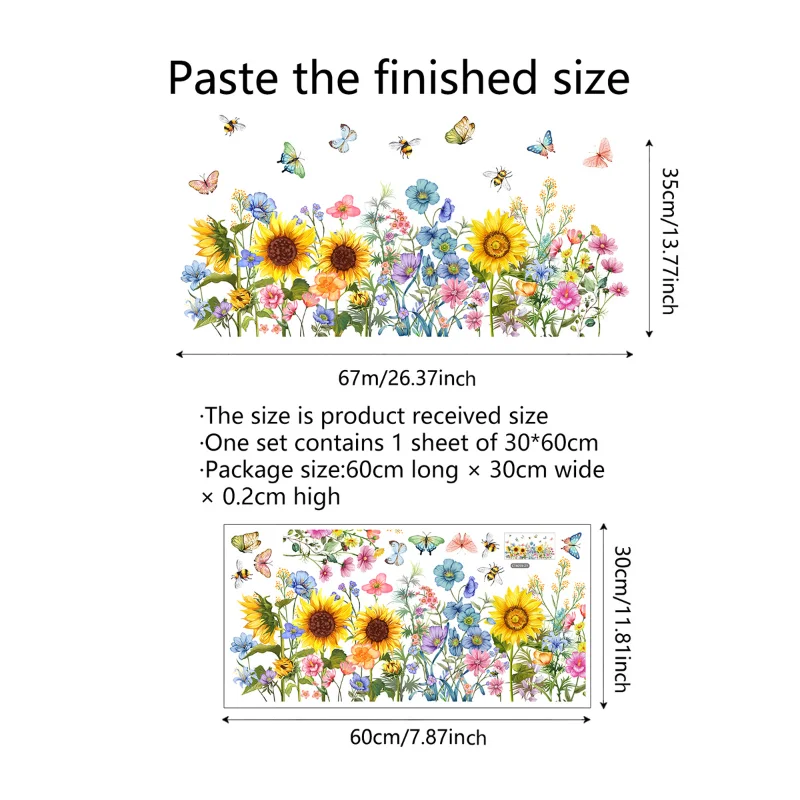Butterfly Sunflower Sun Catcher Stickers Static Window Glass Suncatcher Decal Rainbow Living Room Bedroom Home Decoration view 4
