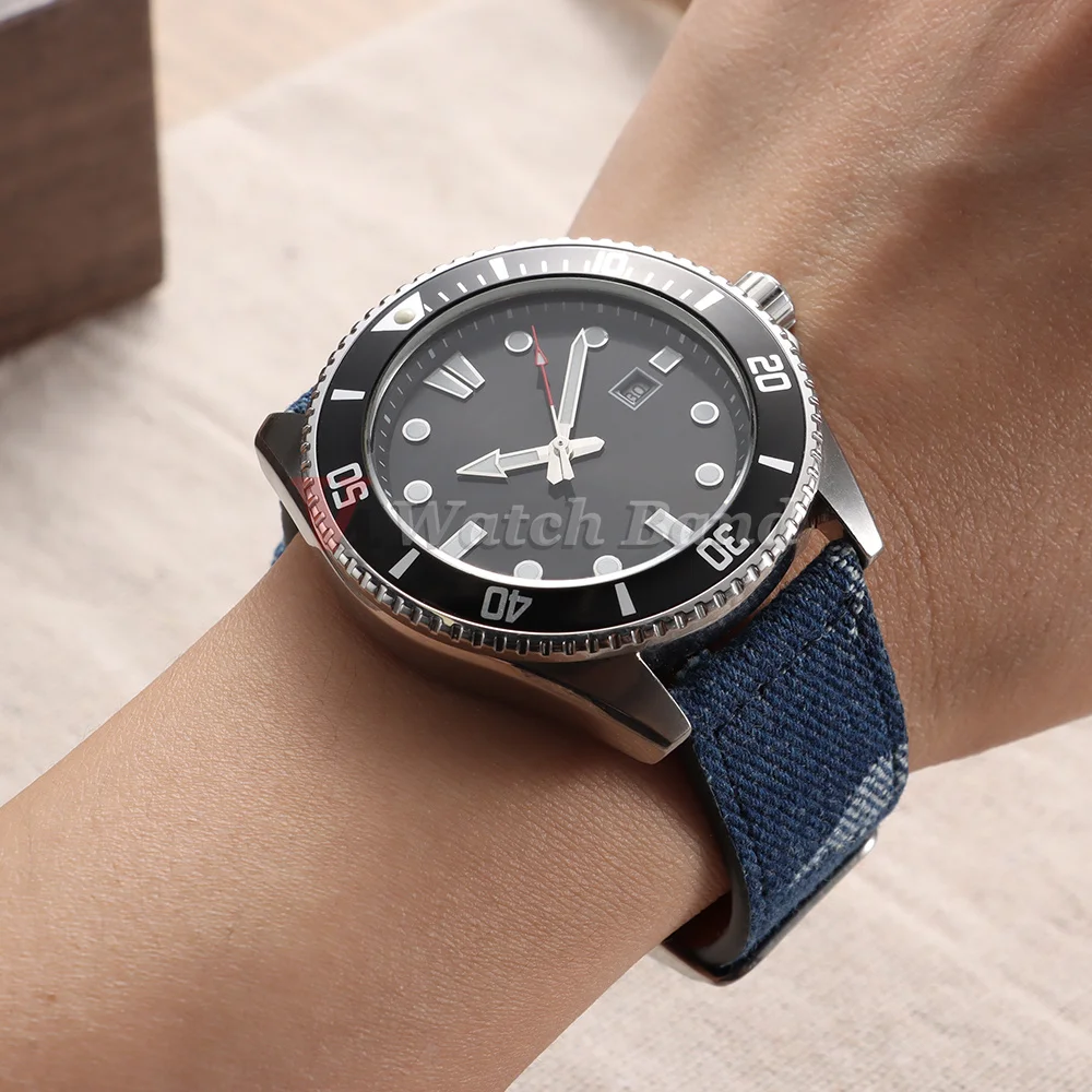Denim Pattern Nylon Watch Band 20mm 22mm Bracelet for Casio Vintage Strap for Seiko for Omega Men Women Watchbands Accessories view 4