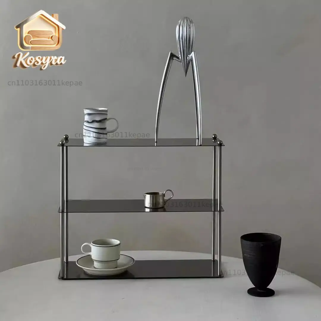 

Stainless steel multi-layer rack medieval cup holder desktop finishing rack cosmetic fragrance storage rack bathroom storage