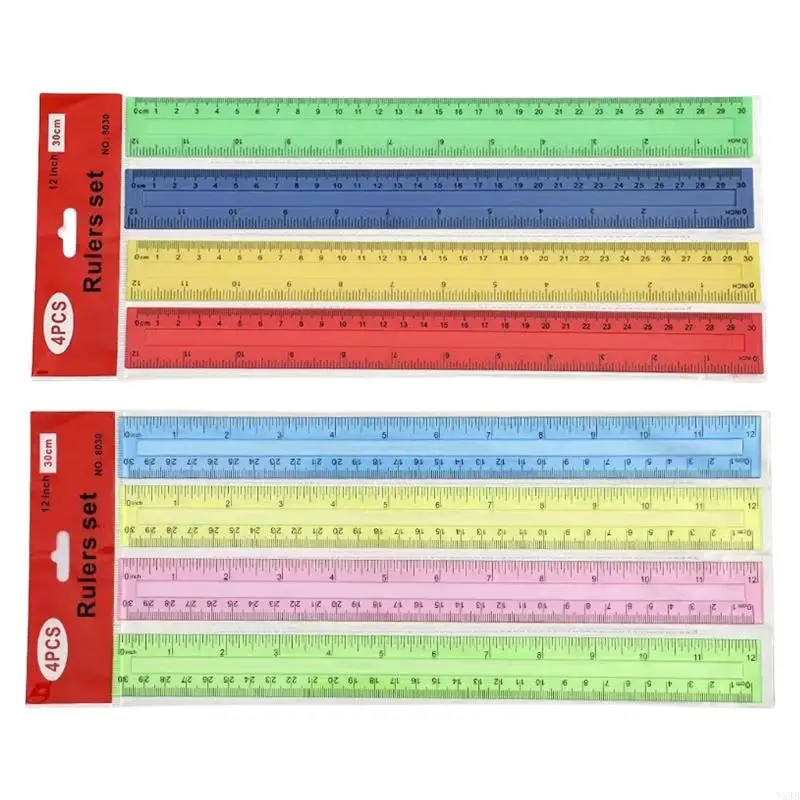 

Y5JB 6Pcs 12Inch Clear Ruler with Inches and Centimeters Scale Math Measuring Tool for Student Teacher Drawing Drafting