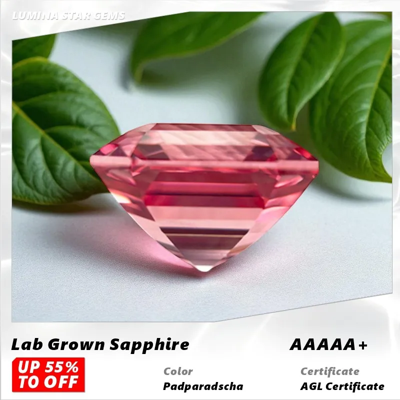 

L-Lab Grown Sapphire Asscher Cut Padparadscha Fire Lotus Loose Gemstone For Jewelry Pass Diamond Tester With AGL Certificate