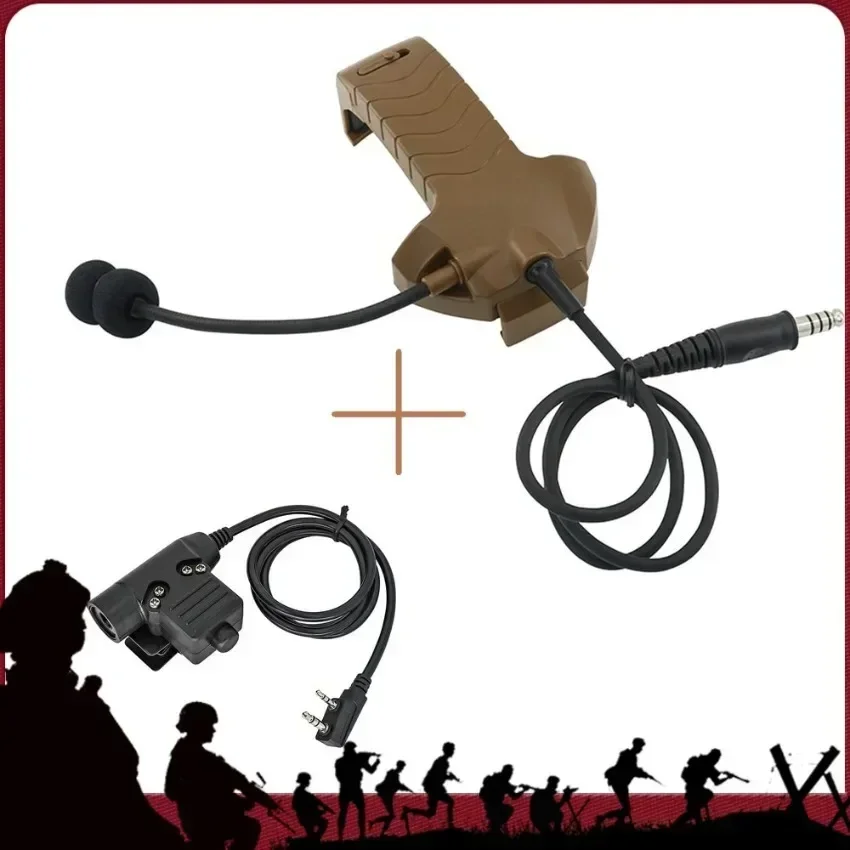 2023 New Tactical Headset External Microphone Kit Adapter with Tactical U94 PTT for Walker's Razor Electronic Shooting Earmuffs