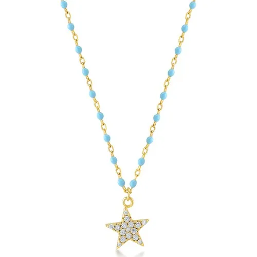 Foreva Jewels Blue Cabochons Star Figure Gold Plated Necklace