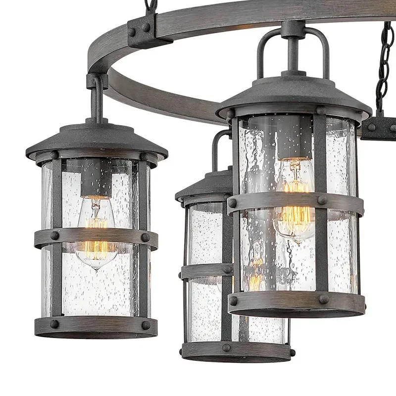 Vintage Seedy Glass Round Waterproof Outdoor Chandelier Hand Blown Glass Shade Pendant Lamp Living Room Hanging Pendant Light