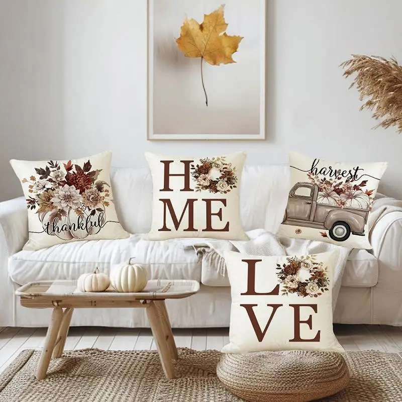 1pcs 45*45cm Plant Flower Pillowcase Autumn Home Decoration Sofa Cushion Cover Living Room Bedroom Pillow Case