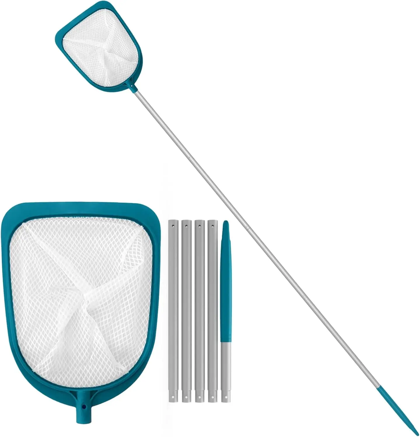 Pool Skimmer Net with Adjustable 48' Pole, Fine Mesh Medium-Depth Net for Above Ground Pools, Ponds, Hot Tubs, Spas and Fountain