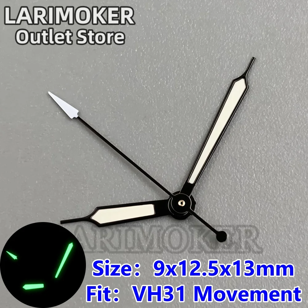 LARIMOKER VH31 Watch Hands Set Diver Watch Green Luminous Fit VH31 Quartz Movement Sweep Second Sword-Style Hands Repair Parts