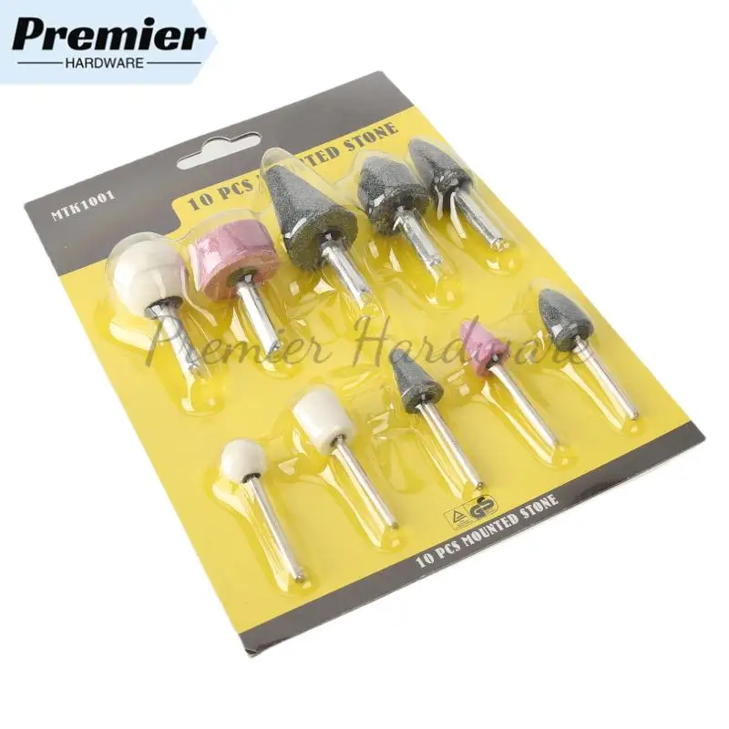 10Pcs Dental Mounted Stones Grinders Gravel Burs Green Pink ​White Stone For Contouring And Shaping Porcelain Metal Shaft