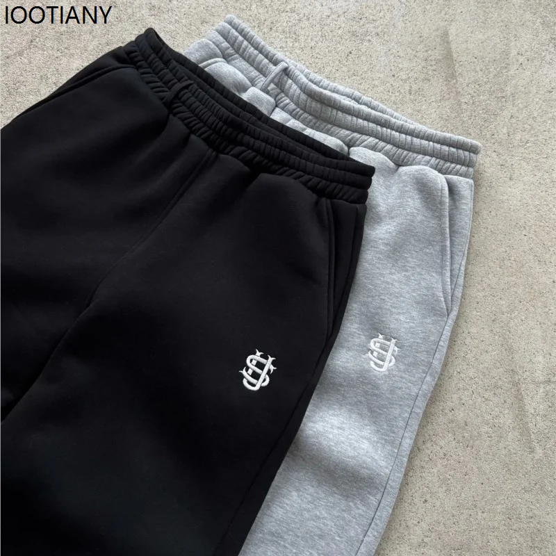 

Y2k Retro Loose Straight Pants Men's Unisex Sweatpants Women's Zipper Embroidery Hip Hop Harajuku Casual Pants Gothic Style 2025