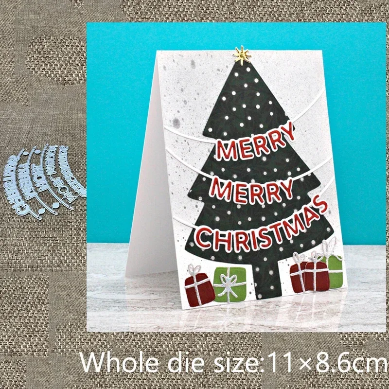 New Craft Metal stencil mold Cutting Dies Merry Christmas ribbon scrapbook die cuts Album Paper Card Craft Embossing
