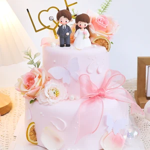 PVC العريس والعروس كعكة الديكور ، كعكة الزفاف توبر ، دمى الزوجين ، عيد الحب ، زينة الخطوبة ، تمثال الزفاف أفضل 8 دمى عريس كعكة للمبيعات - رقم 4