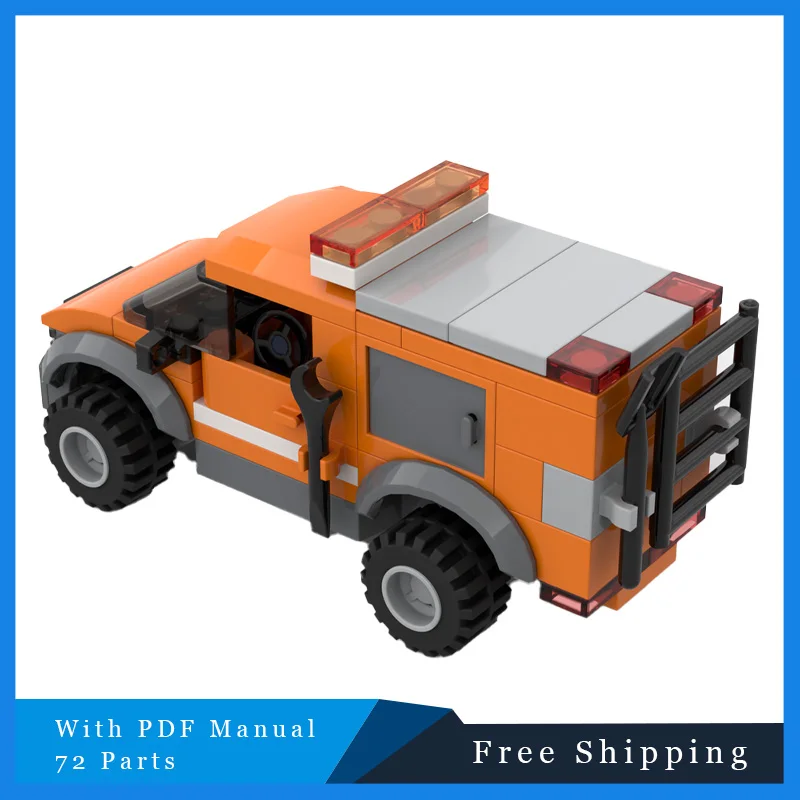 

72 PCS Creative Cool Orange Repair Car Modular MOC Building Blocks Model Children Education DIY Assembly Toys Set Birthday Gifts