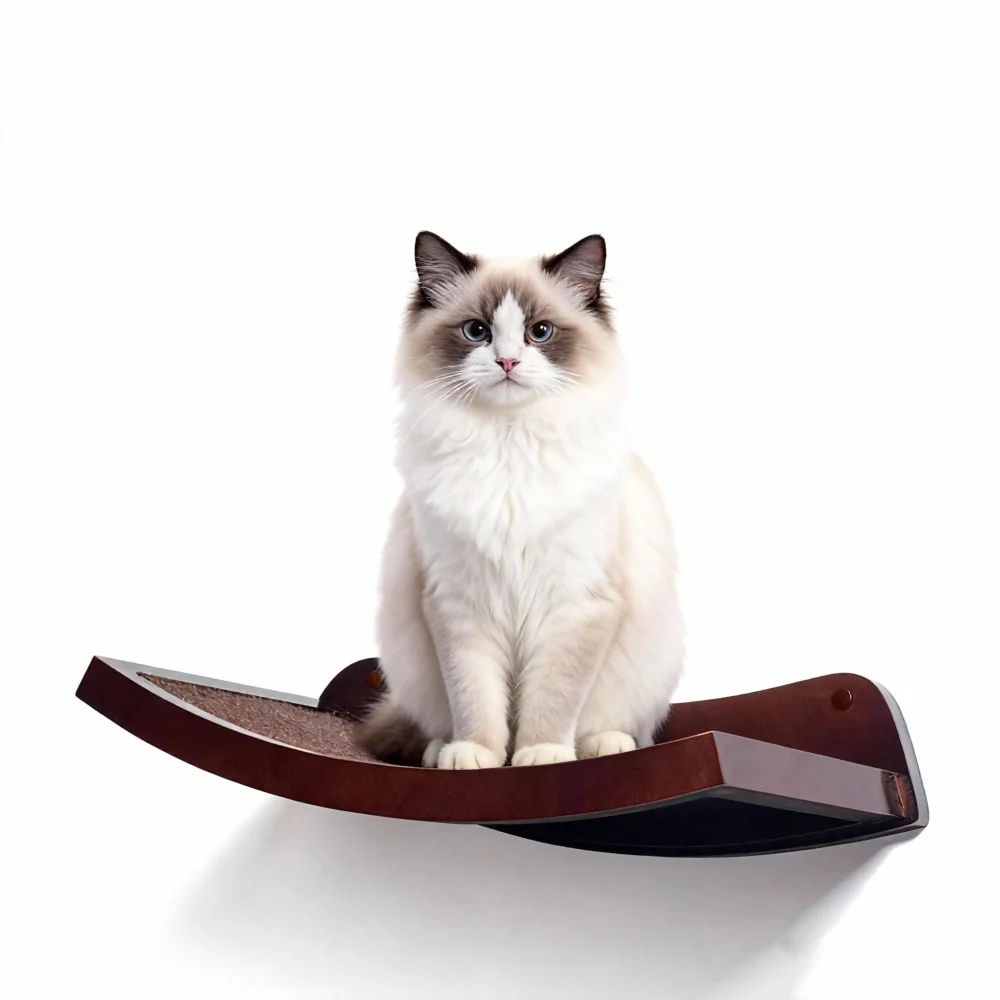 Eco Friendly Sisal Wall Mounted Cat Shelves Jump Platform Engineered Wood Frame Modern Cat Wall Furniture for Indoor Cats