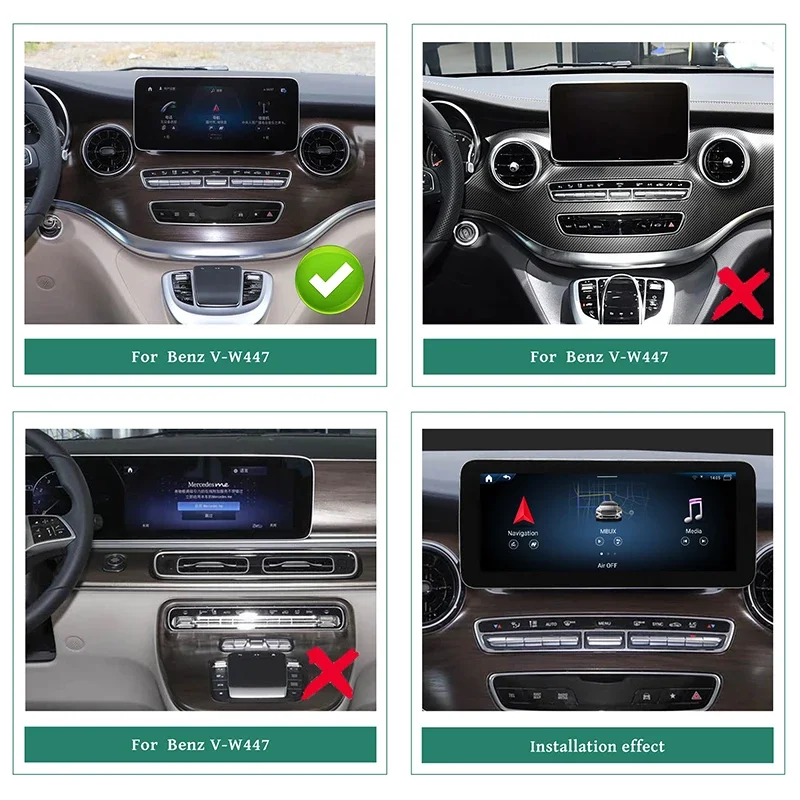 Wireless Android Auto And Apple CarPlay Full Screen Navigation for MBUX Mercedes V Class - Supports Google Maps Spotify Netflix