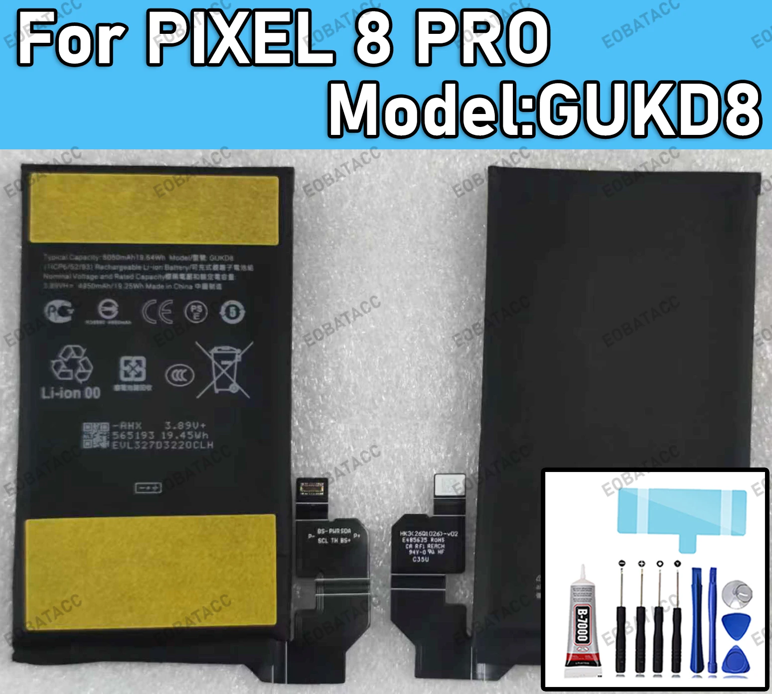 

100% New Zero Cycle GUKD8 BATTERY For GOOGLE PIXEL 8 PRO Replacement Batteria+Tools