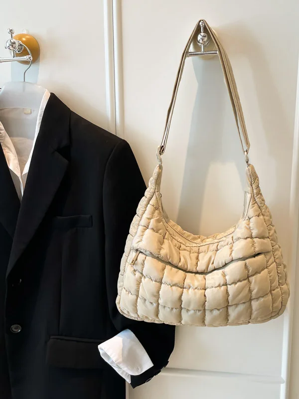 

Легкая модная хлопковая сумка через плечо с одной лямкой, в клетку, в форме облака, складная, для повседневного использования