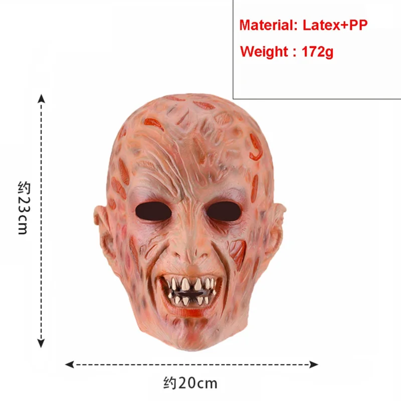 CGMGTSN หน้ากากสยองขวัญฮาโลวีน Freddy Krueger Killer Mask คอสเพลย์ถุงมือที่น่ากลัวหมวกผู้ชายชุด Full Head Latex หน้ากากหน้ากาก P