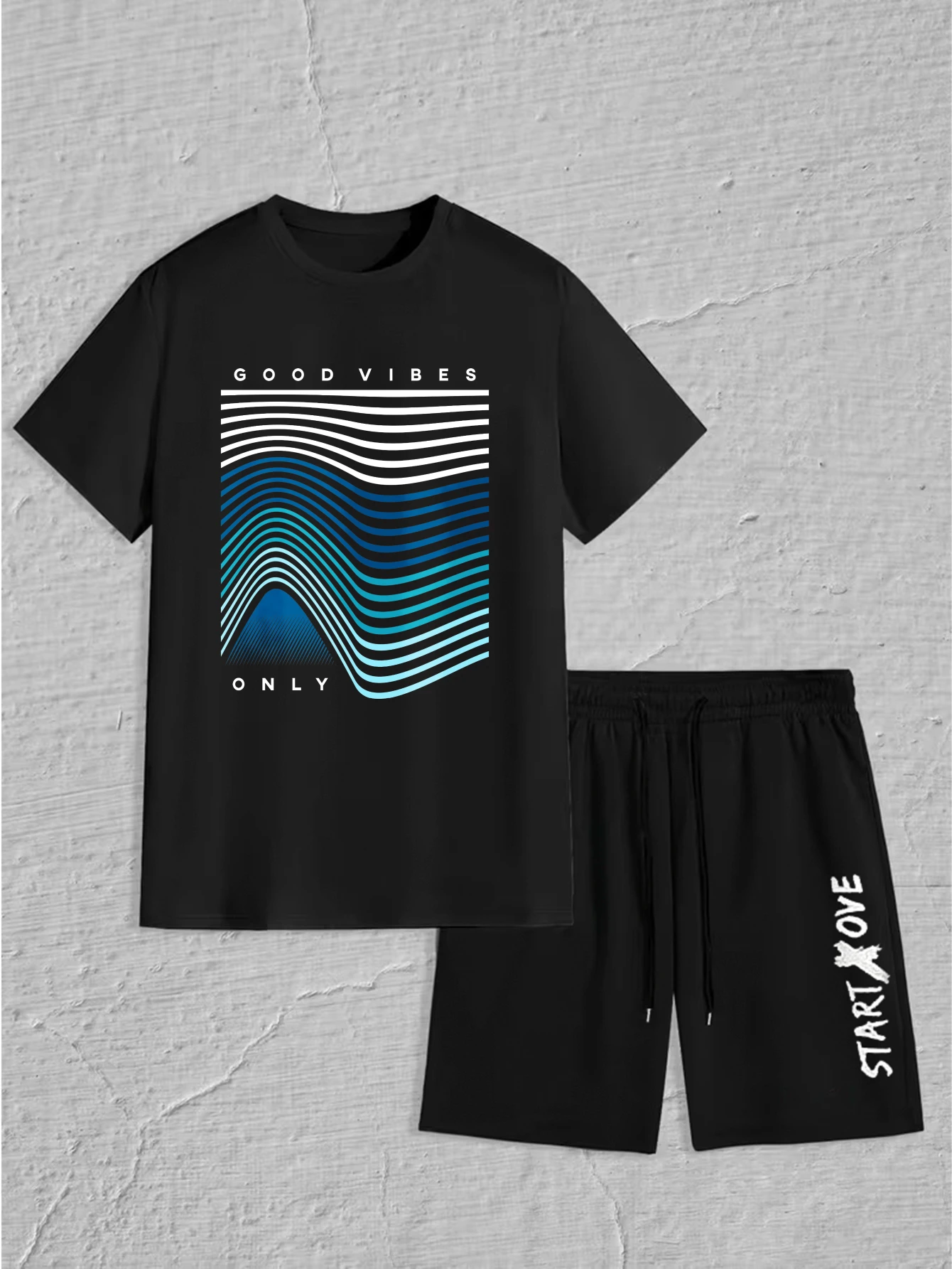 

Мужской комплект 2025 летний комплект одежды с круглым вырезом, мужская одежда, спортивный тренировочный костюм с графическим принтом, мужской футбольный комплект