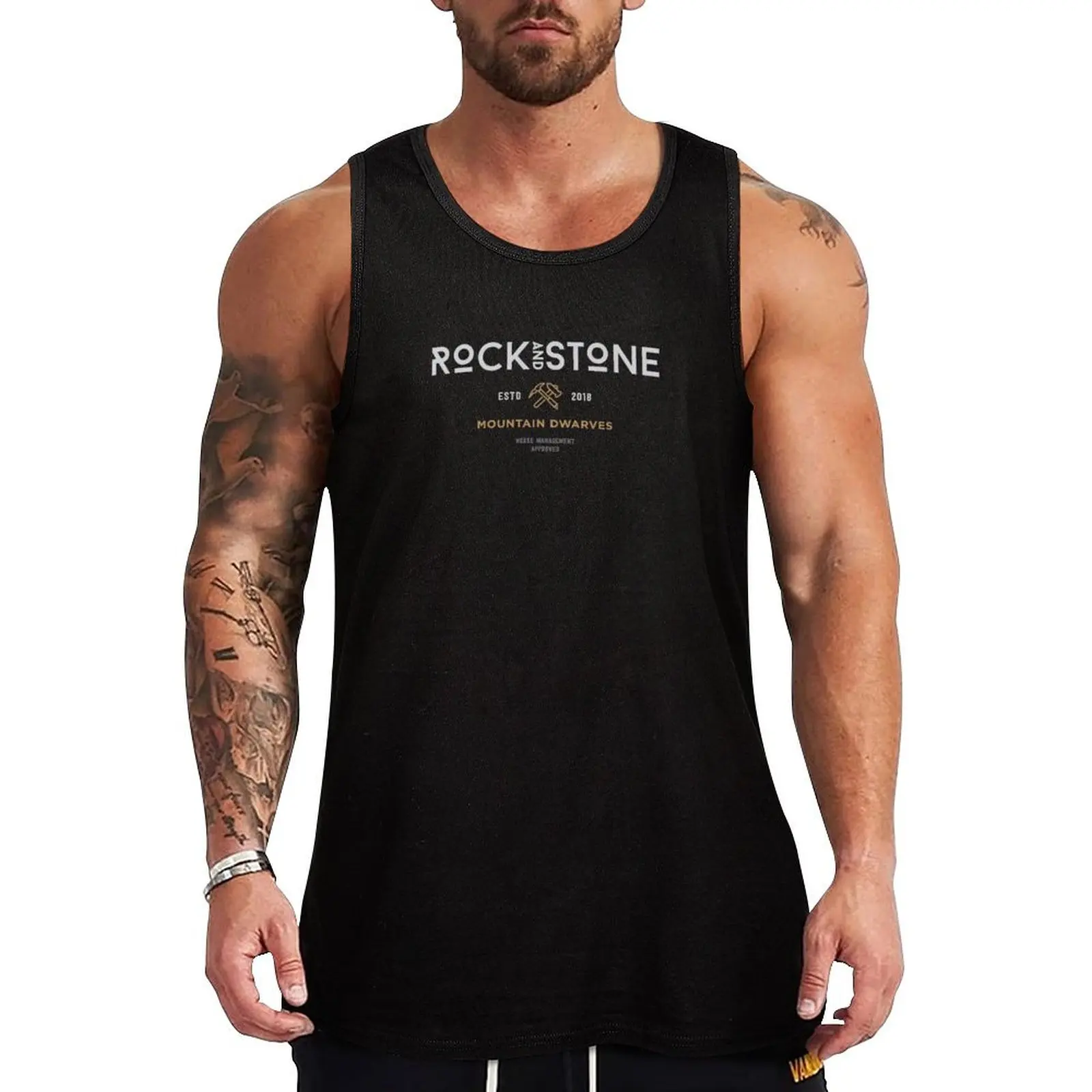 

Deep Rock Galactic Rock and Stone White Tank Top sleeveless vests gym clothes men mens clothing basketball