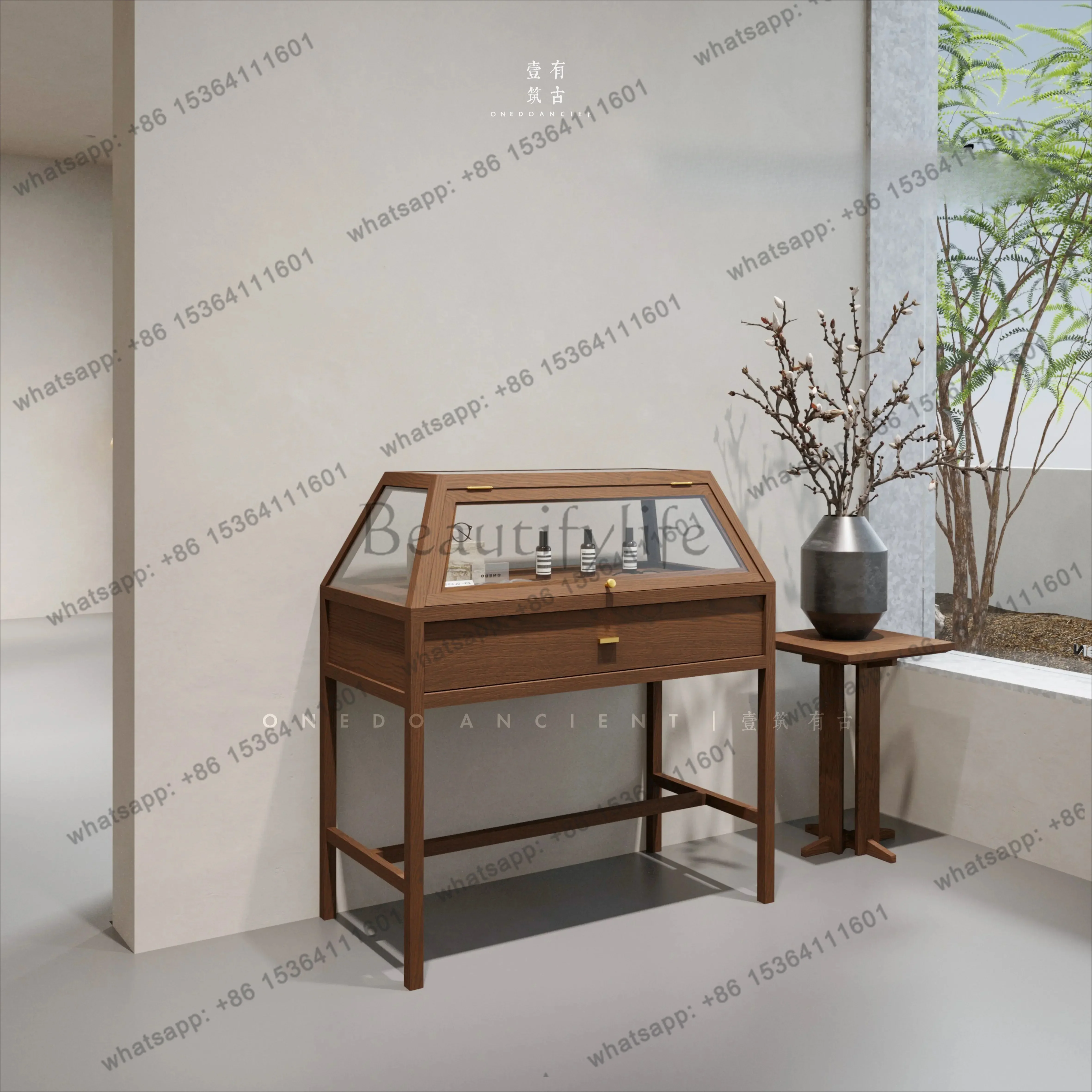 .Medieval Jewelry Display Cabinet Jewelry Jade Display Cabinet Glass Museum Booth Shelf Customizable