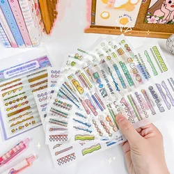 10Pcs Cute Border Line Scrapbooking Washi Stickers Decoration Paste Paper DIY Junk Journal Collage Diary Book Material Supplies