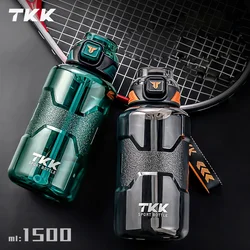 TKK 1500ml Sports Water Bottle BPA-Free Tritan material with straw Large Capacity Cup Outdoor Gym Kettle