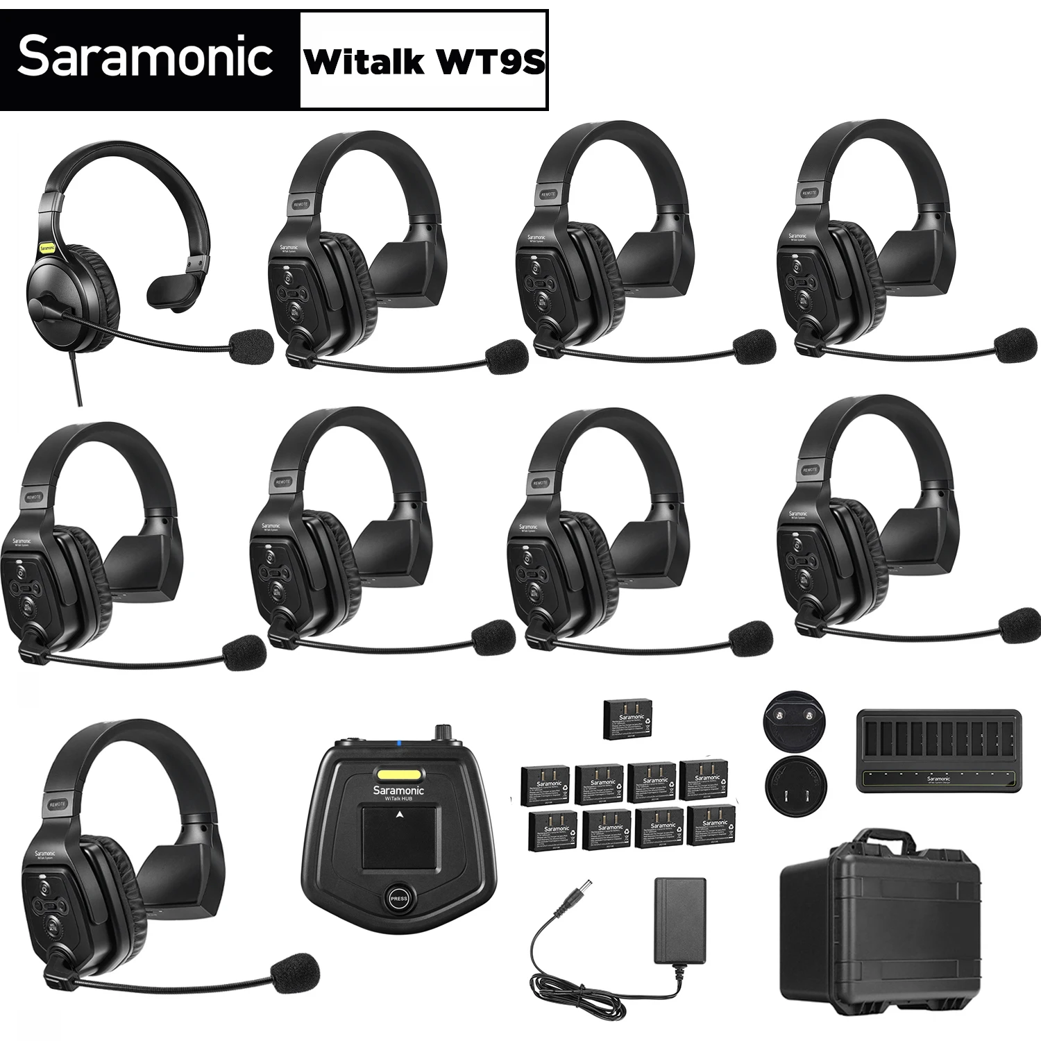 

Saramonic Witalk WT9S Full Duplex Wireless Intercom Headset System Marine Communication Headset Boat Coaches Teamwork Microphone