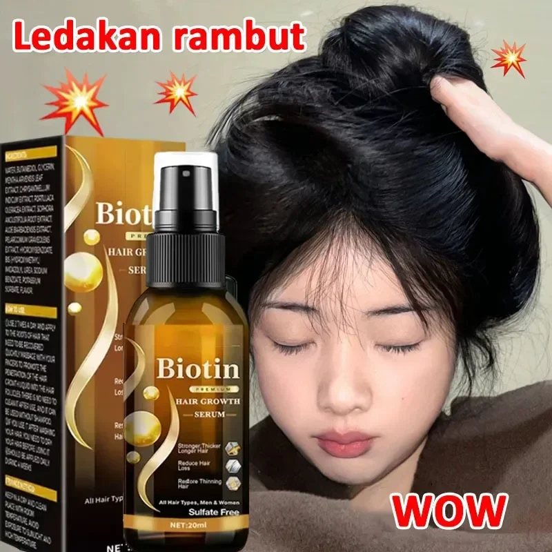 Biotin Serum Anti rambut, semprotan rambut cepat Serum mencegah kebotakan untuk kulit kepala, jenggot, produk perawatan kecantikan rambut