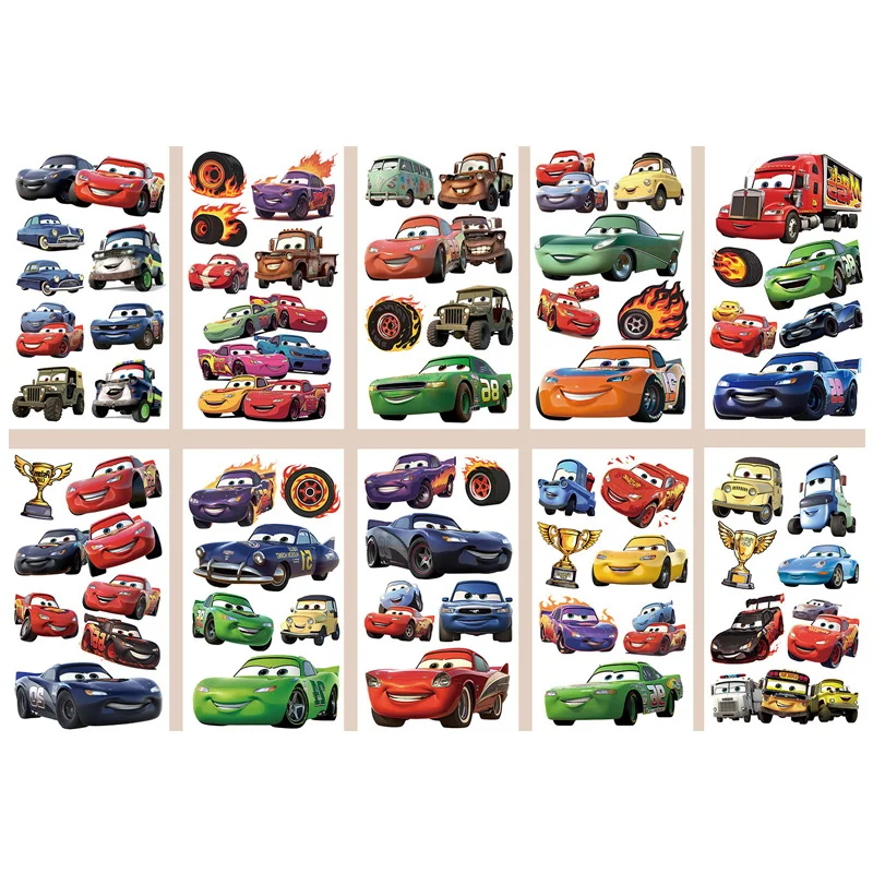 10 Stück/Set Neue Disney Lightning McQueen Temporäre Tattoo-Aufkleber Cartoon Cars Tattoo für Lustige Geburtstagsparty Geschenke – Detail 2
