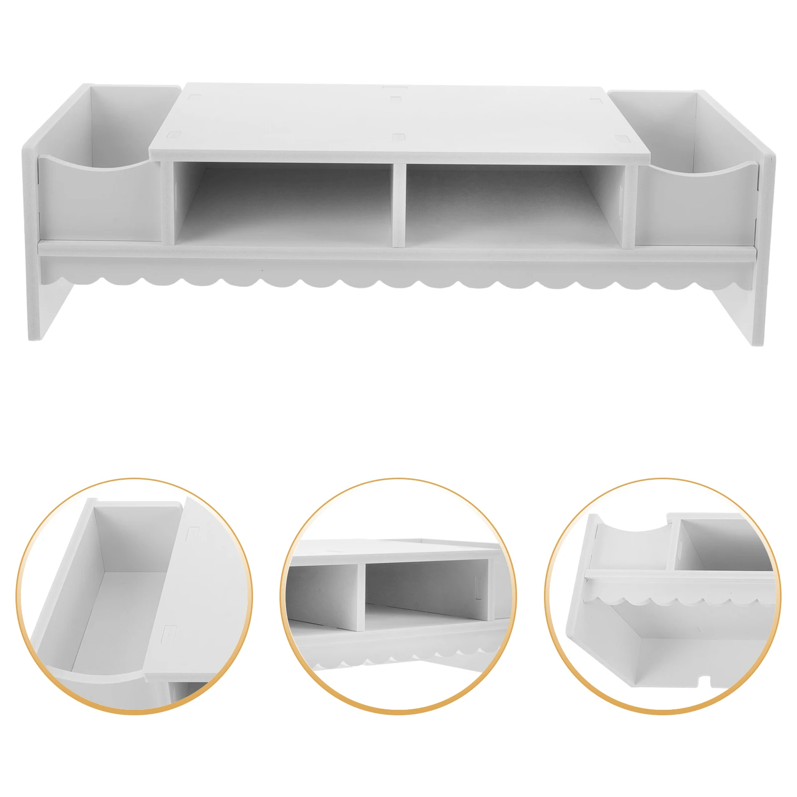 

Monitor Shelf Creative Display Riser Multifunction Storage Bracket Space Saving Office Desktop Organizer White For Eyeglasses