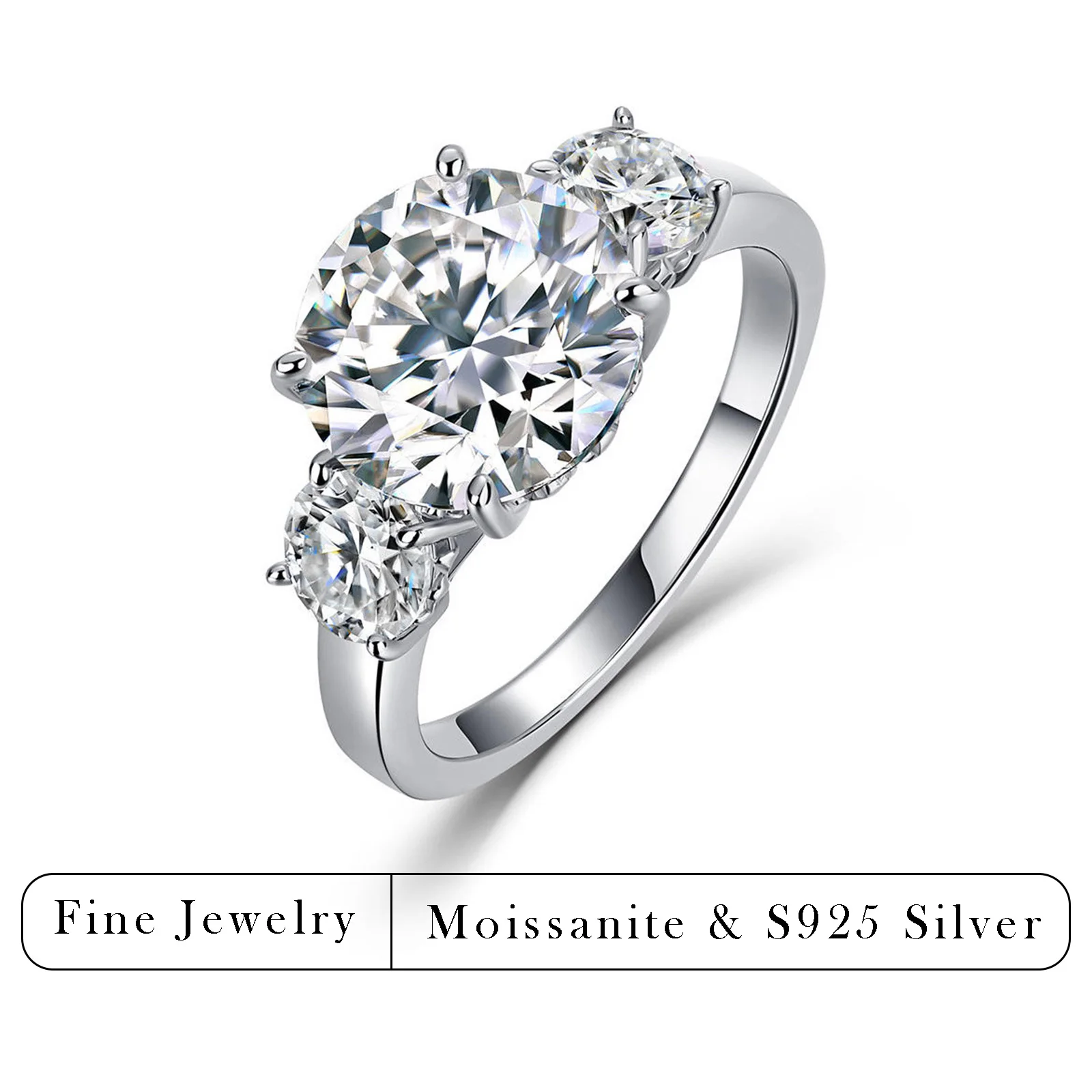 

Кольцо с муассанитом 5 карат (5ctw) из стерлингового серебра S925, огранка 3EX, цвет D, гипоаллергенное, для помолвки и свадьбы, для женщин