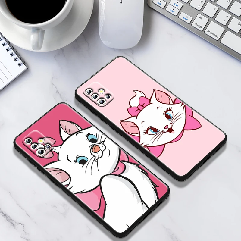 Marie Cat Cartoon For Samsung Galaxy A73 A54 A52S A72 A71 A52 A51 A22 A32 A21S 4G 5G Silicone Soft Black Phone Case