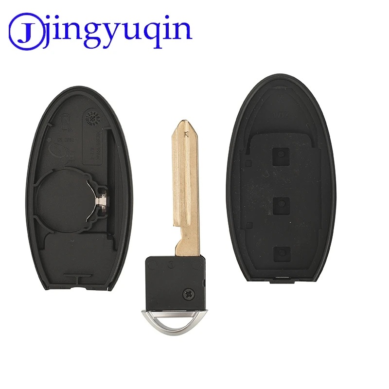 징위친 3버튼 리모컨 스마트 자동차 키 쉘 케이스 커버 (닛산용, 왼쪽 배터리 홀더, 평평한 쉘, 표준 없음, 로고 없음)