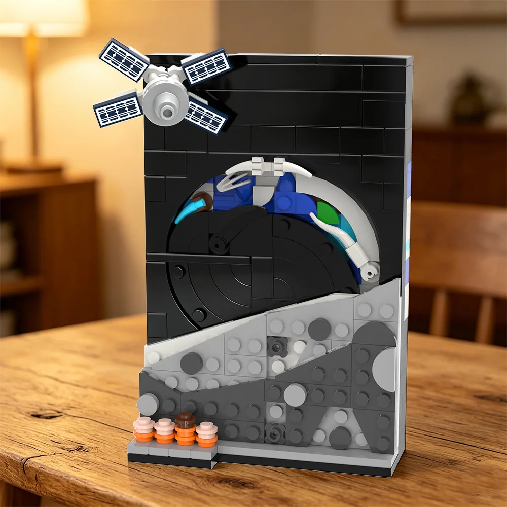 

MOC 3D Earthset Postcard Building Blocks NASA Satellite Imagery Art Painting Wall Decor Home Decor Bricks Toy Adult Gift