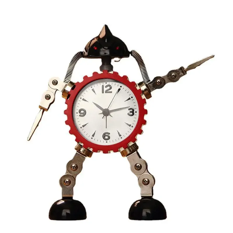 Metal Robot Student Cartoon Children's Silent Alarm Clock Creative Cute Alarm Clock Bedside Clock