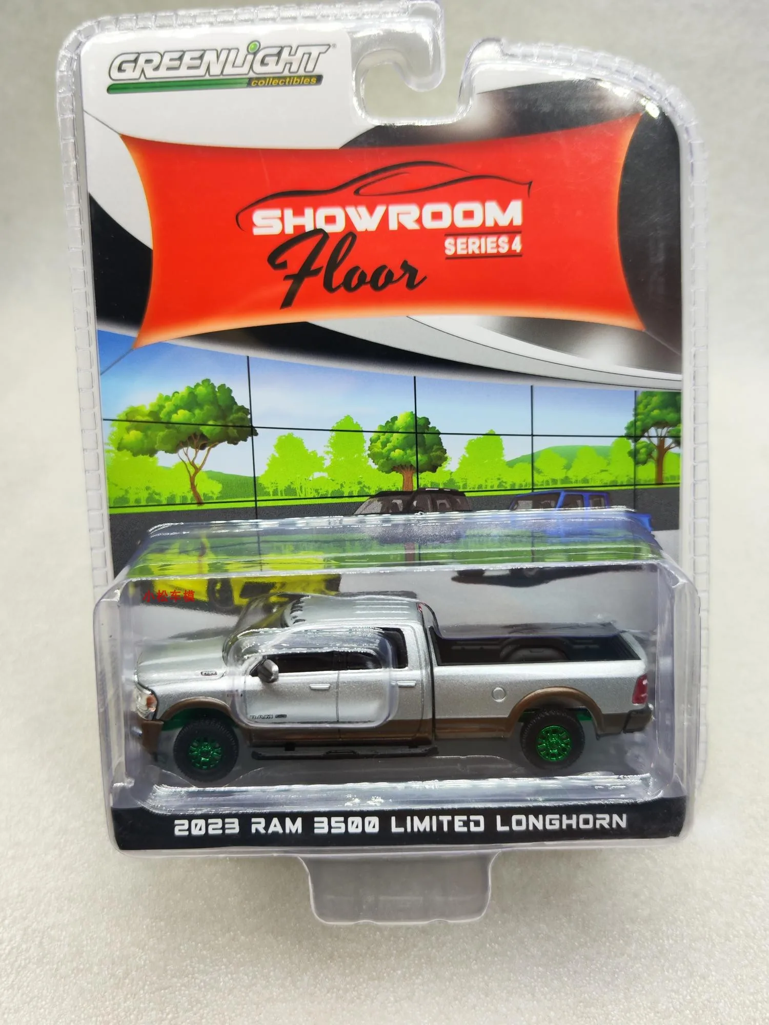 

Green Light 1:64 Exhibition Hall Floor Series 4-2023 Ram 3500 Limited Longhorn Green MachineCar Model Collectibles Hobbies Toys