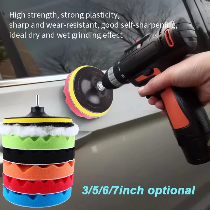8개입 자동차 광택 키트 폴리싱 패드 3/7/5인치 자동차 광택 디스크 왁싱 스펀지 자동차... - 2