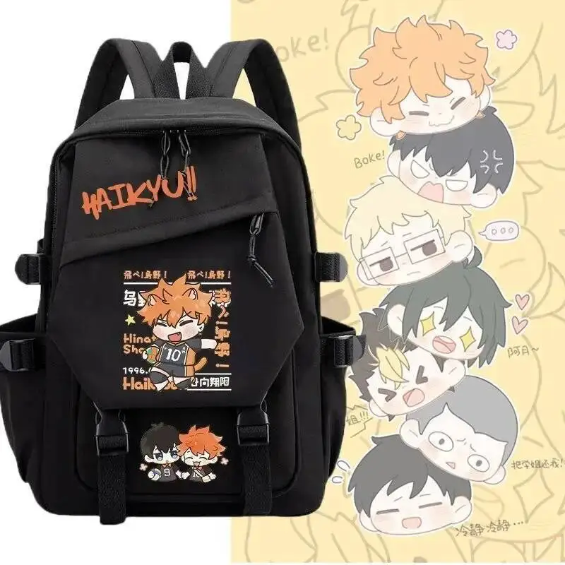 Juego de Anime Chibi negro azul rosa Haikyuu estudiantes adolescentes Mochilas escolares Mochilas de gran capacidad mochilas para regalo
