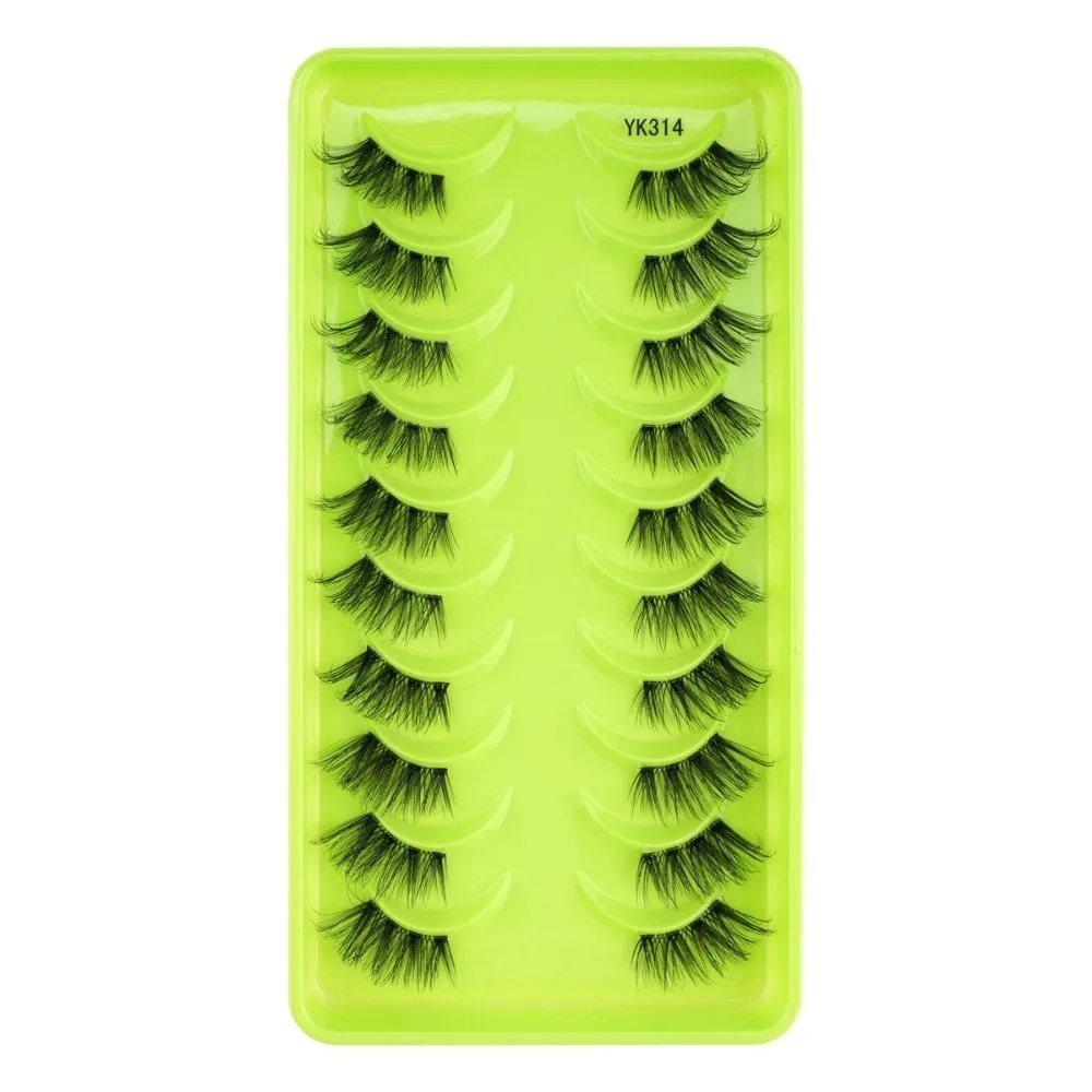10 Pairs Black Thick Fluffy False Eyelashes Curvature C Easy To Wear DIY Lashes Extension Lightweight 5-12MM