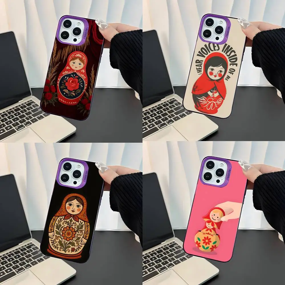 

Russian Dolls Matryoshka Phone Case For iPhone 17,16,15,14,13,12,11,Pro,XS,Max,Plus,Mini,SE4,E Purple Matte Shockproof Cover
