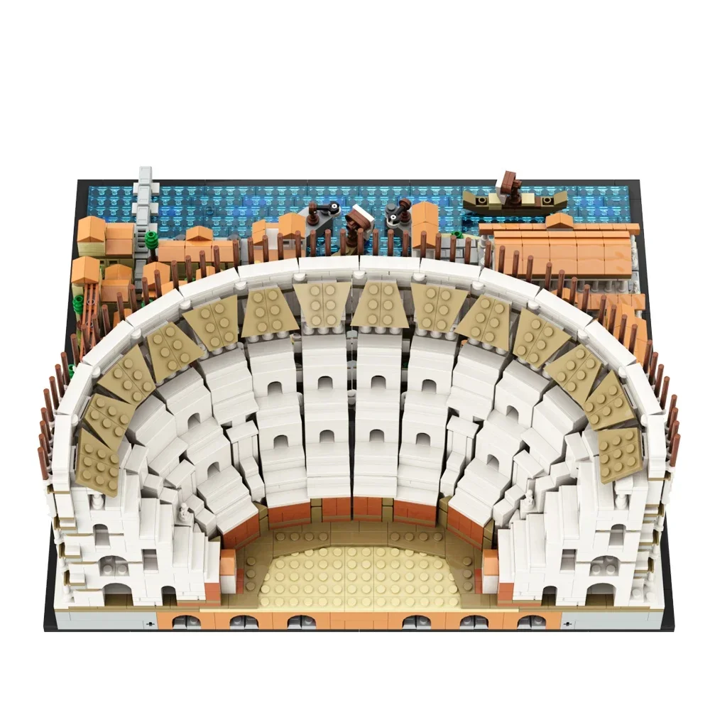 MOC Large Louvre Museum Roman Colosseum Arena Building Bricks World Architecture Square Educational Idea Toys Children Kid Gifts