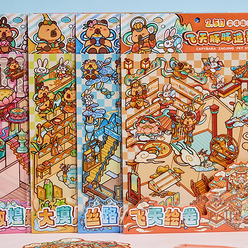 Flying Dolphin Landscape Stickers Cute Cartoon 3D Miniature Scene Journal Stickers