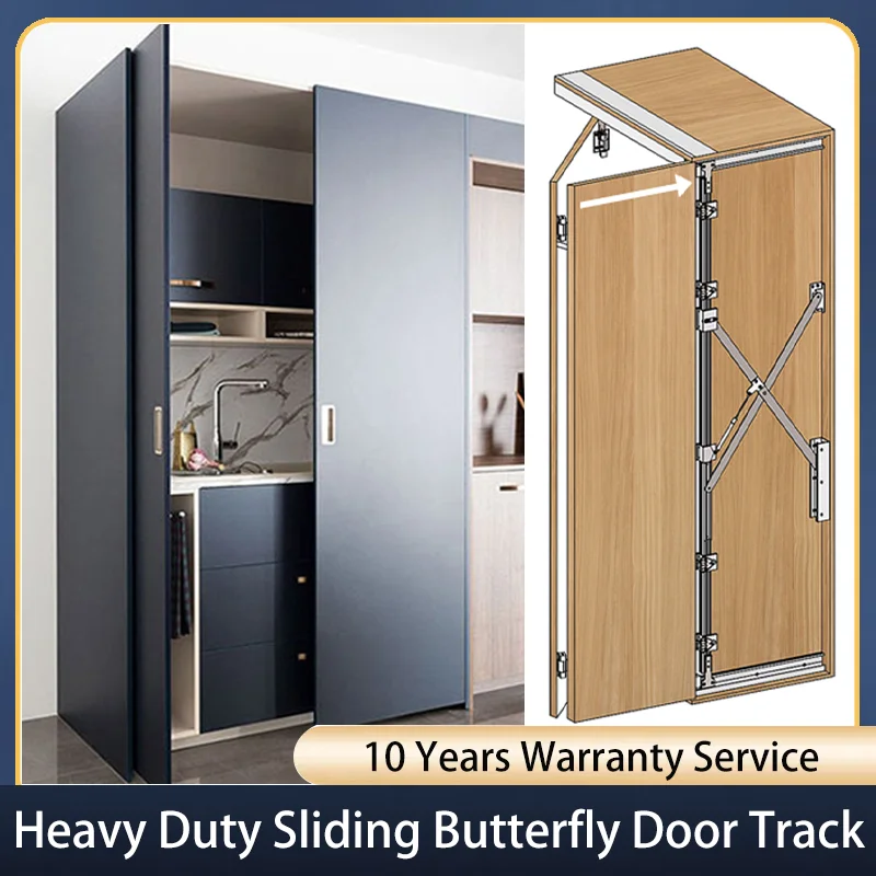 Hidden Butterfly Door Slide Hardware Set Side-mounted Plug-in Folding Door Hardware Accessories Furniture Hinges for Cabinet