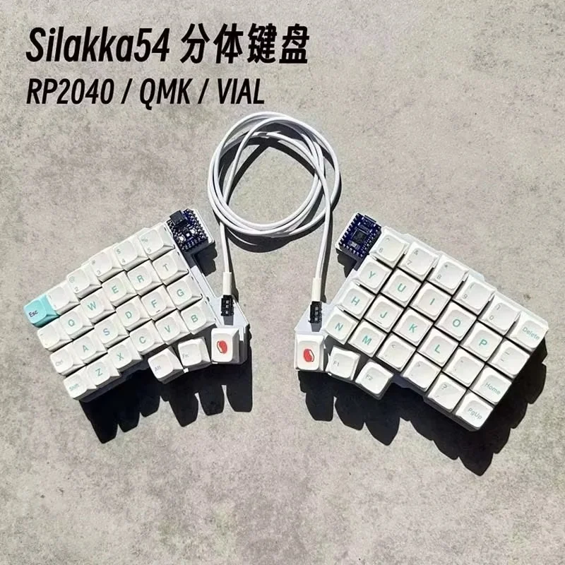Silakka54 Ergonomic Split Mechanical Keyboard Hot Swappable QMK VIAL Programmable RP2040 Zero for PC Gaming Custom Keyboard Gift