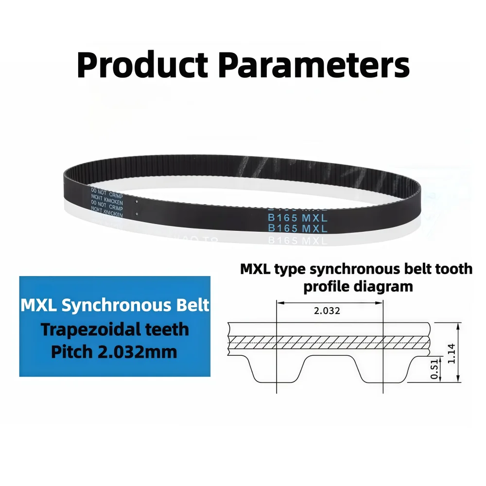 B119MXL To B177MXL MXL Timing Belt Tooth Pitch 2.032mm MXL Rubber Belt Width 3/5/8/10/12/15mm MXL Belt For CNC Synchronous Belt