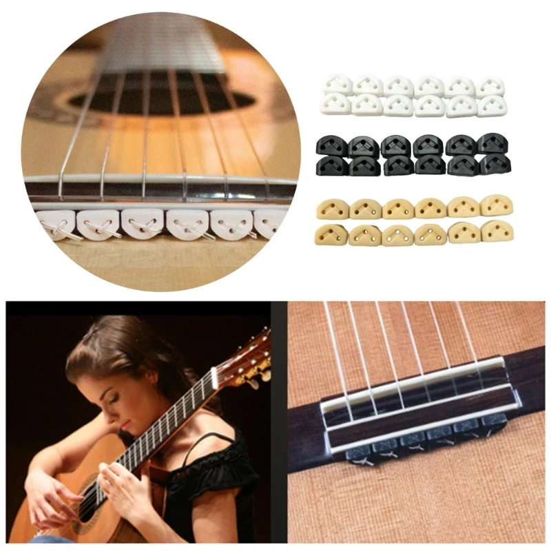 12Pcs/Set Classical Guitar String Retainer String Guide String Beads Buckle Triple-Cornered Chord Tie for Guitar Accessories