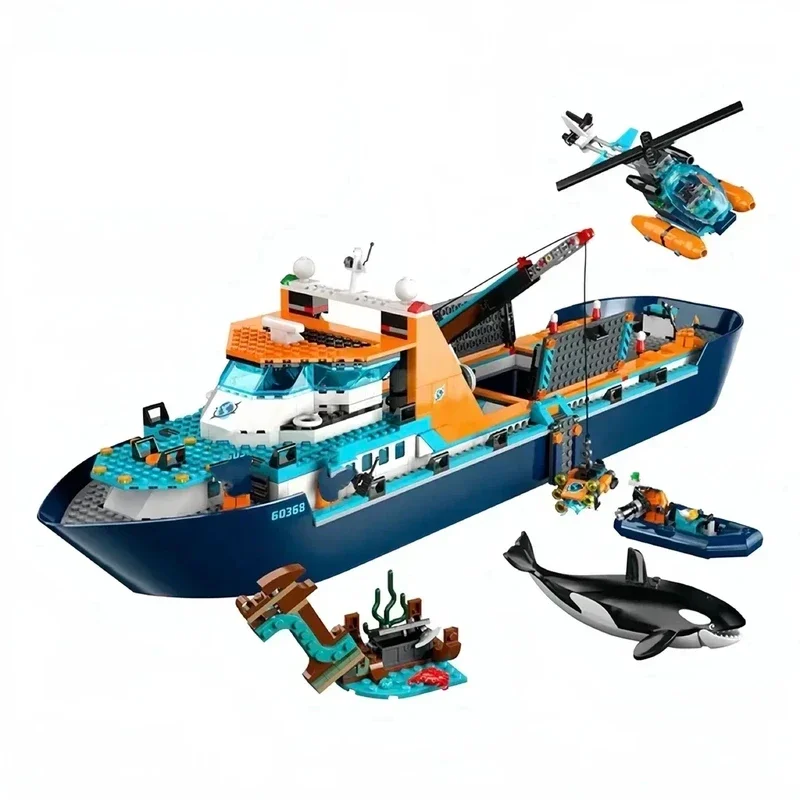 815pcs Deep Sea Exploration Vessel Marine Polar Urban Ocean Reconnaissance Ship Building Block Brick Kids Toys Gift