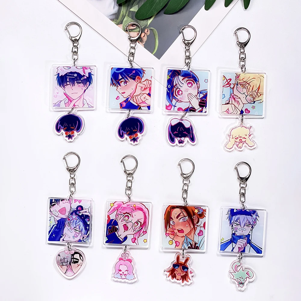 1/8Pcs Cartoon Alien Stage Acrylic Keychain Accessories Cute Student Bag Charm Backpack Pendant Popular Key Ring Gift For Friend